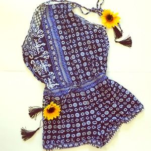 Blue and White Romper